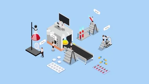 Science and scientist, science laboratory, lab chemistry isometric 3d Stock Footage 279968011