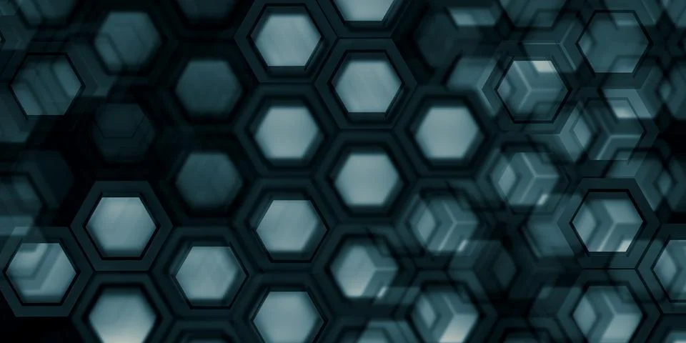 Science and technology background Abstract hexagon 3D illustration Stock Illustration