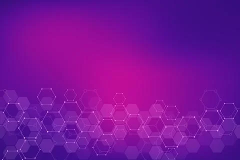 Science and technology background with hexagons pattern. Hi-tech background of Illustrazione stock