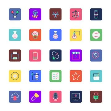 Science and Technology Colored Vector Icons Illustrazione stock