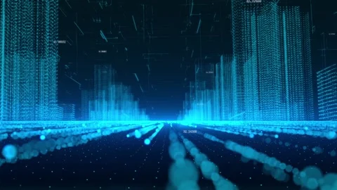 Science and technology digital particle City Stock-Footage 136639896