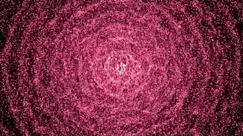 Science and technology. The distorted energy multilayer space of red color fr Video stock 293552568