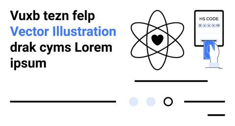 Science and Technology Elements with Heart Atom, HS Code, and Text Blocks Stock Illustration
