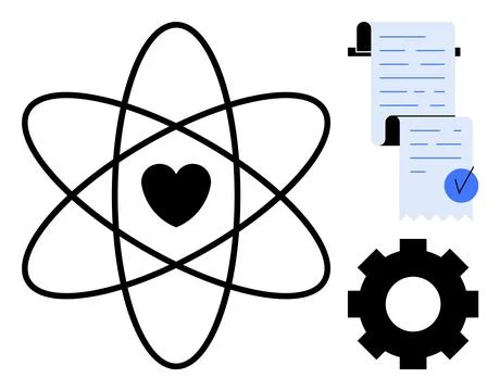 Science and Technology Love with Documentation and Machinery Elements イラスト素材