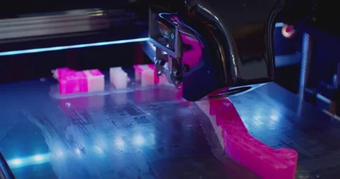 Science and technology.a modern 3D printer prints a complex plastic part.close Stock Footage 158955354