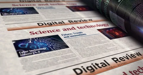 Science and technology newspaper printing press Stock Footage 297289871