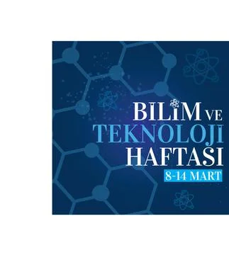 Science and technology week 8 -14 March Turkish: bilim ve teknoloji haftasi 8 Stock Illustration