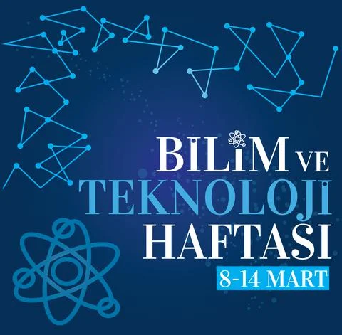 Science and technology week 8 -14 March Turkish: bilim ve teknoloji haftasi 8 Stock Illustration