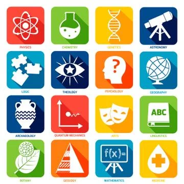 Science Areas Icons Stockillustratie