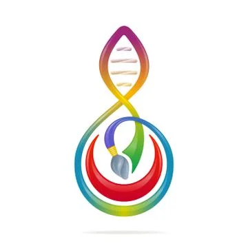 Science - art concept with brush, note, dna shaped. Vector illustration. Stock Illustration