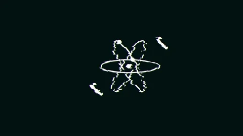 Science Atom Symbol Icon Technology Glitch Fx Video stock 133770603