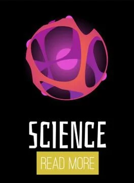 Science background with bright molecule or atom flat vector illustration. Stock Illustration