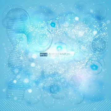 Science background with cell. Blue cell background. Life and biology Stock Illustration