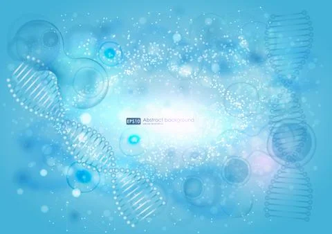 Science background with cell. Blue cell background. Life and biology Stock Illustration