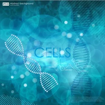 Science background with cells HUD. Blue cell background. Life and biology Stock Illustration
