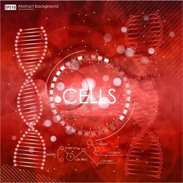 Science background with cells HUD. Blue cell background. Life and biology Stock Illustration