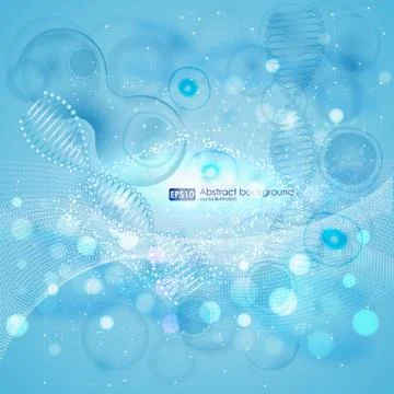 Science background with cells HUD. Blue cell background. Life and biology Stock Illustration