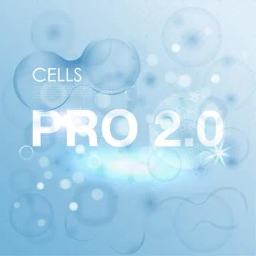 Science background with cells HUD. Blue cell background. Life and biology Stock Illustration