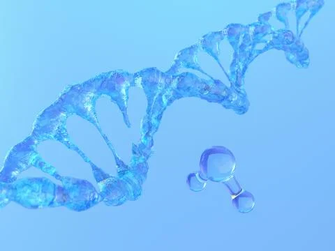 Science background with DNA molecules from water. 3D illustration Stock Illustration