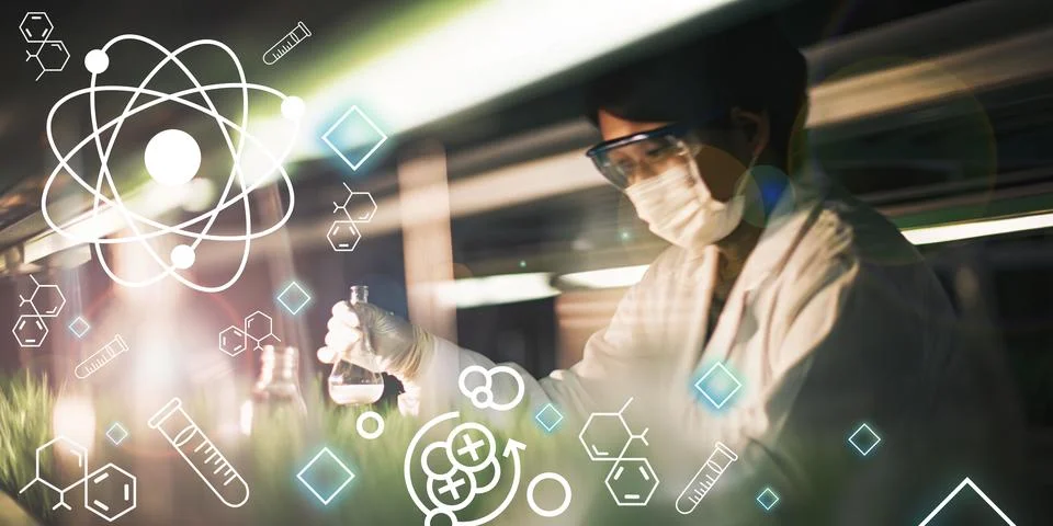 Science Background. Experimental Ideas of Scientists and Innovative Research Stock Illustration