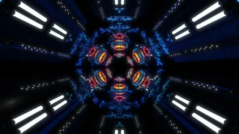 Science background fiction interior room sci-fi spaceship corridors Vídeo Stock 268577984