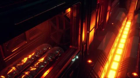Science background fiction interior room sci-fi spaceship corridors Stock Illustration