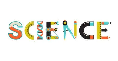 Science banner, typography and background Stock Illustration