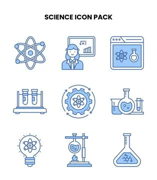 Science Blue Bundle Icons Pack Stock Illustration