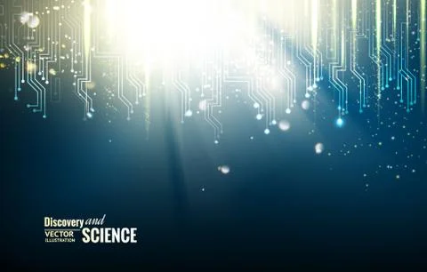Science blue lights background. Illustrazione stock