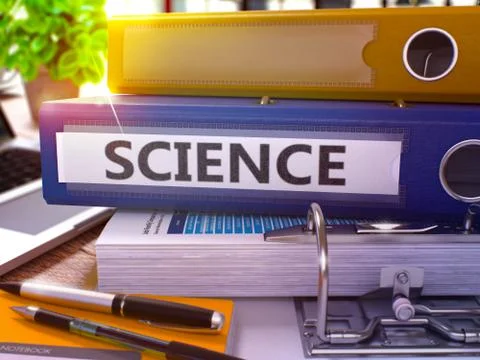 Science on Blue Ring Binder. Blurred, Toned Image. 3D Illustration Stock Illustration