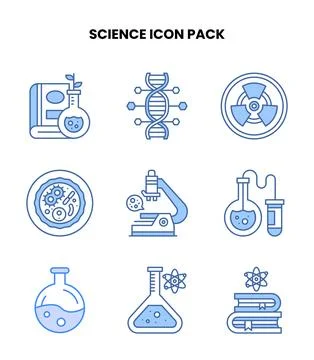 Science Blue UI Icons Pack Stock Illustration