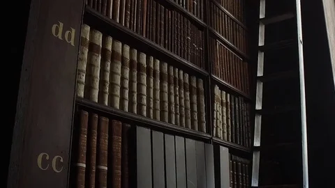 Science Books in Trinity Library - Dublin, Ireland Stock Footage 75739535