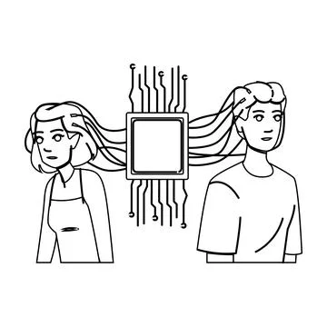 Science brain computer interface vector Stock Illustration