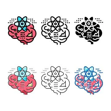 Science brain multistyle color icon vector Stock Illustration