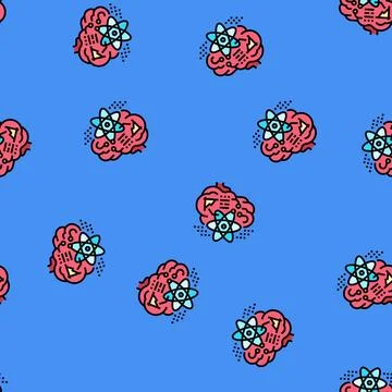 Science brain vector seamless pattern Illustrazione stock