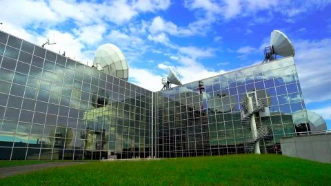 Science building with mirrored windows Stock Photos