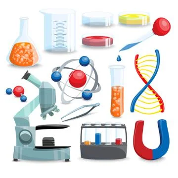Science Cartoon Set Stock Illustration