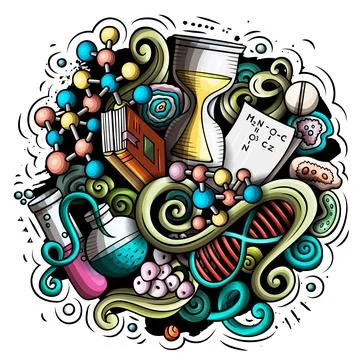 Science cartoon vector doodle design Illustrazione stock
