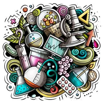 Science cartoon vector doodle design Stock Illustration