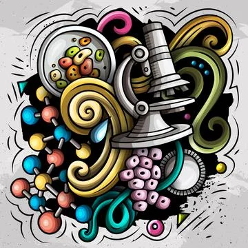 Science cartoon vector doodle design Illustrazione stock