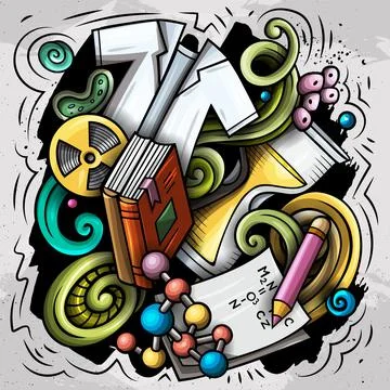 Science cartoon vector doodle design 스톡 일러스트