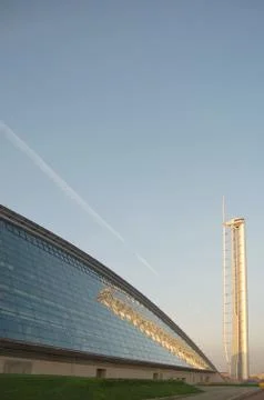 Science centre tower and windows early morning Stock Photos