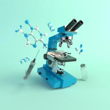 Science chemistry concept on light green background 3d render Stock Illustration