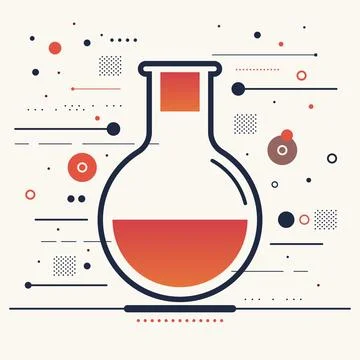 Science chemistry laboratory flask vector illustration with abstract geomet.. Stock Illustration
