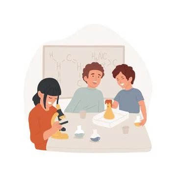 Science class isolated cartoon vector illustration. Illustrazione stock