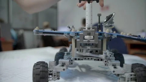 Science class - studying Mars Rover Video stock 93032704