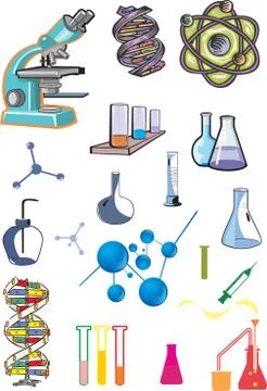 Science, collection of laboratory equipments Stock Illustration