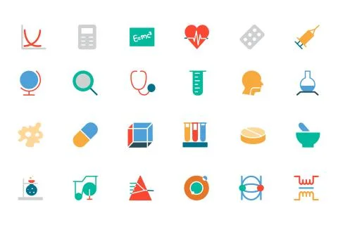 Science Colored Icons Stock Illustration