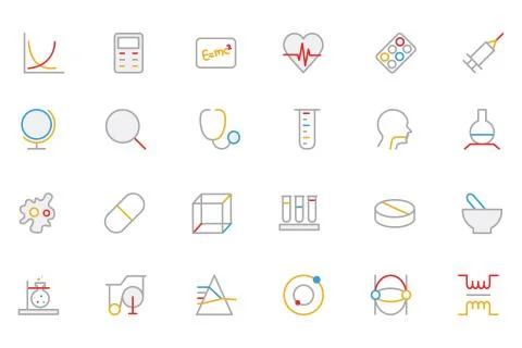 Science Colored Line Icons Stock Illustration