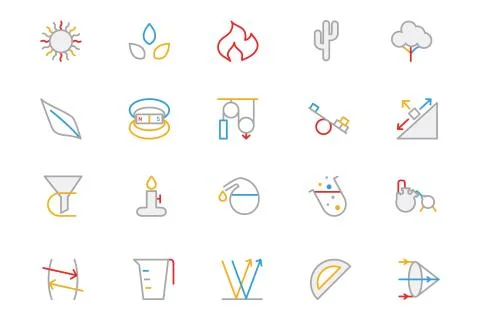 Science Colored Line Vector Icons Set Stock Illustration